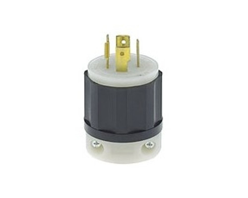 Leviton 2411, Locking Plug, Industrial Grade, 20 Amp, 125/250 Volt, NEMA L14-20P, 3P, 4W