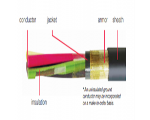 1/0 4C Type P Armored & Sheathed Power Cable, 600/1000V