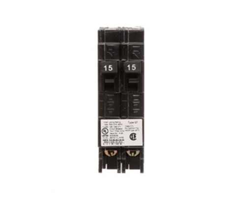 Siemens Q1515, Plug In Duplex Circuit Breaker, 1 Pole, 15/15 Amp, 120 VAC, 10 kA