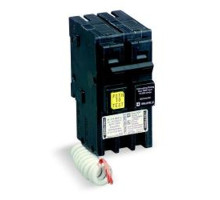 Square D HOM215GFI, Plug On Circuit Breaker, 2 Pole, 15 Amp, 120/240 VAC, 10 kA