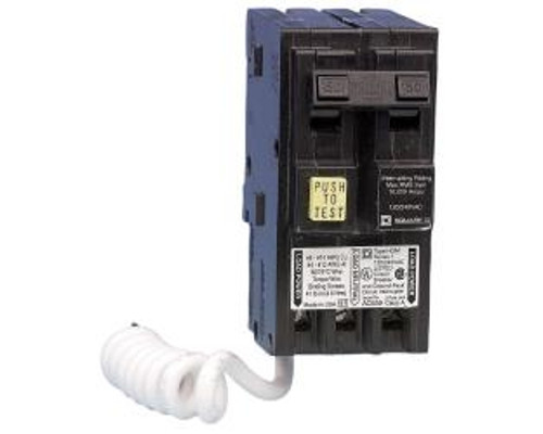 Square D HOM250GFI, Plug On Circuit Breaker, 2 Pole, 50 Amp, 120/240 VAC, 10 kA