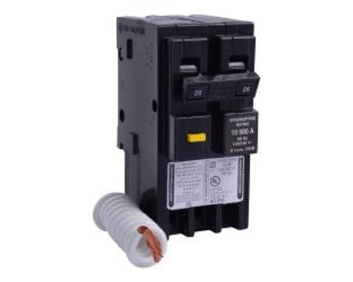 Square D HOM225GFI, Plug On Circuit Breaker, 2 Pole, 25 Amp, 120/240 VAC, 10 kA