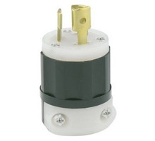 Leviton 4720-C, Locking Plug, 15 Amp, 125 Volt, NEMA L5-15P, 2P, 3W, Industrial Grade, Grounding, Black/White