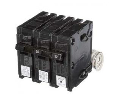 Siemens Q22000S01, Plug In Circuit Breaker, Shunt Trip, 2 Pole, 20 Amp, 120/240 VAC, 10 kA