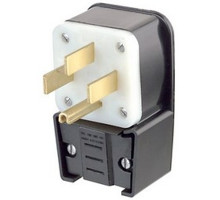 Leviton 9452-P, Straight Blade Plug, 50 Amp, 125/250 Volt, NEMA 14-50P, 3P, 4W, Angle