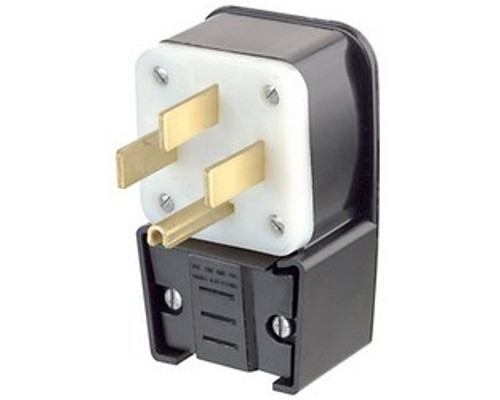 Leviton 9452-P, Straight Blade Plug, 50 Amp, 125/250 Volt, NEMA 14-50P, 3P, 4W, Angle