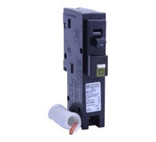 Square D HOM115CAFI, Plug On Circuit Breaker, 1 Pole, 15 Amp, 120 VAC, 10 kA