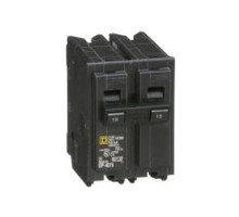 Square D HOM215, Mini Plug On Circuit Breaker, 2 Pole, 15 Amp, 120/240 VAC, 10 kA