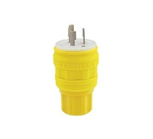 Leviton 26W47, Locking Plug, 20 Amp, 125 Volt, NEMA L5-20P, 2P, 3W, Wetguard