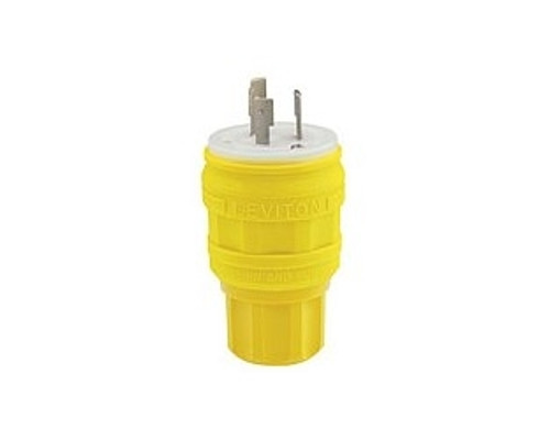 Leviton 26W47, Locking Plug, 20 Amp, 125 Volt, NEMA L5-20P, 2P, 3W, Wetguard