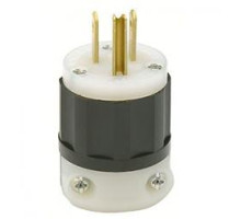 Leviton 5266-C, Straight Blade Plug, 15 Amp, 125 Volt, NEMA 5-15P, 2P, 3W, Industrial Grade, Grounding, Black/White