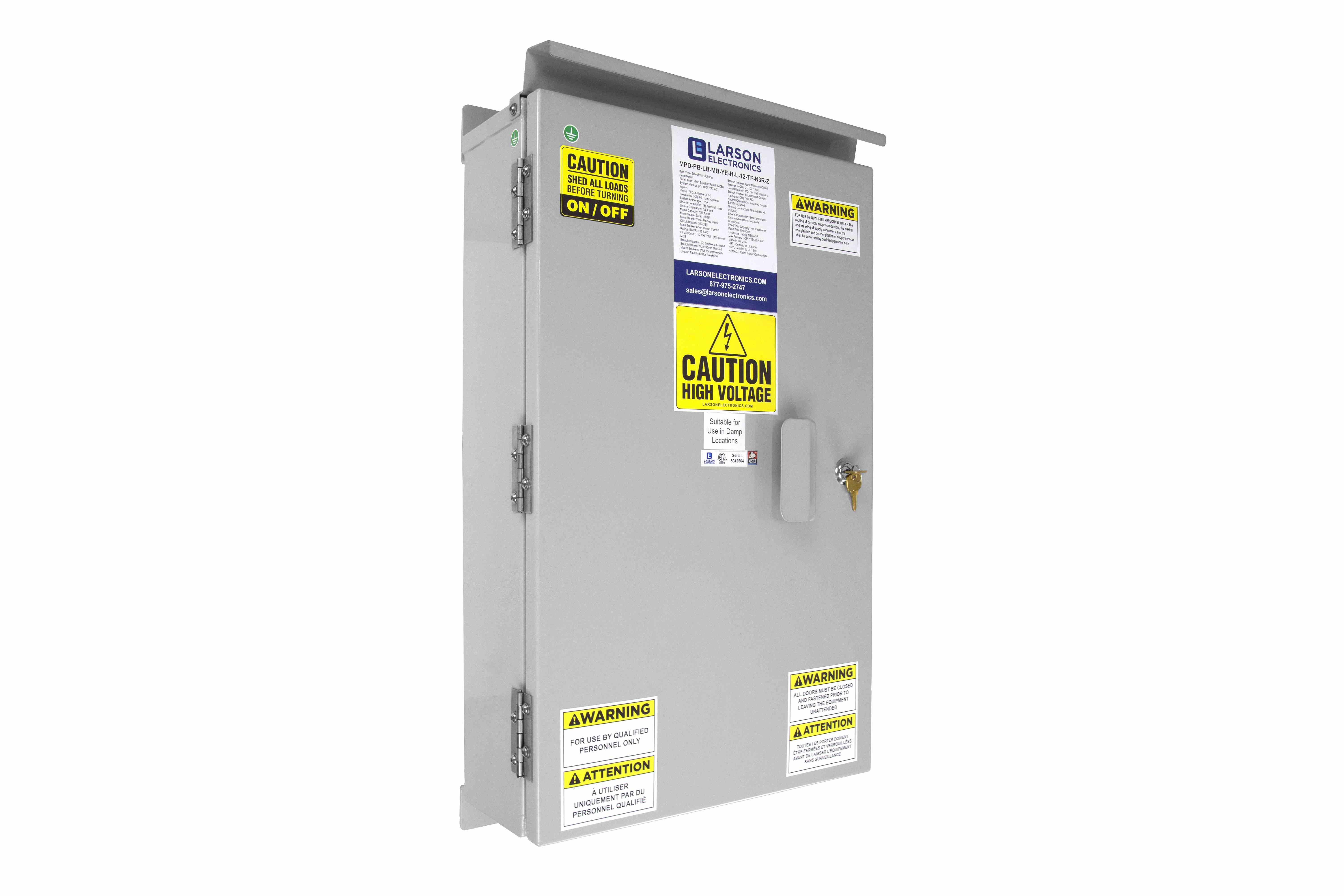 Electrical Power Distribution Panel - 120/240V 1PH - 225A MCB - NEMA 1 - (16) Circuits