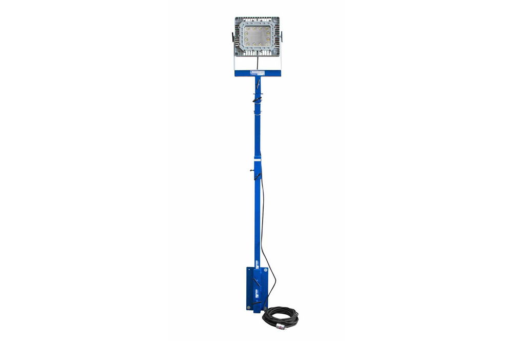 150 Watt Explosion Proof Telescoping Pole Mount LED Flood Light Tower - Stationary Mount - 120-277V