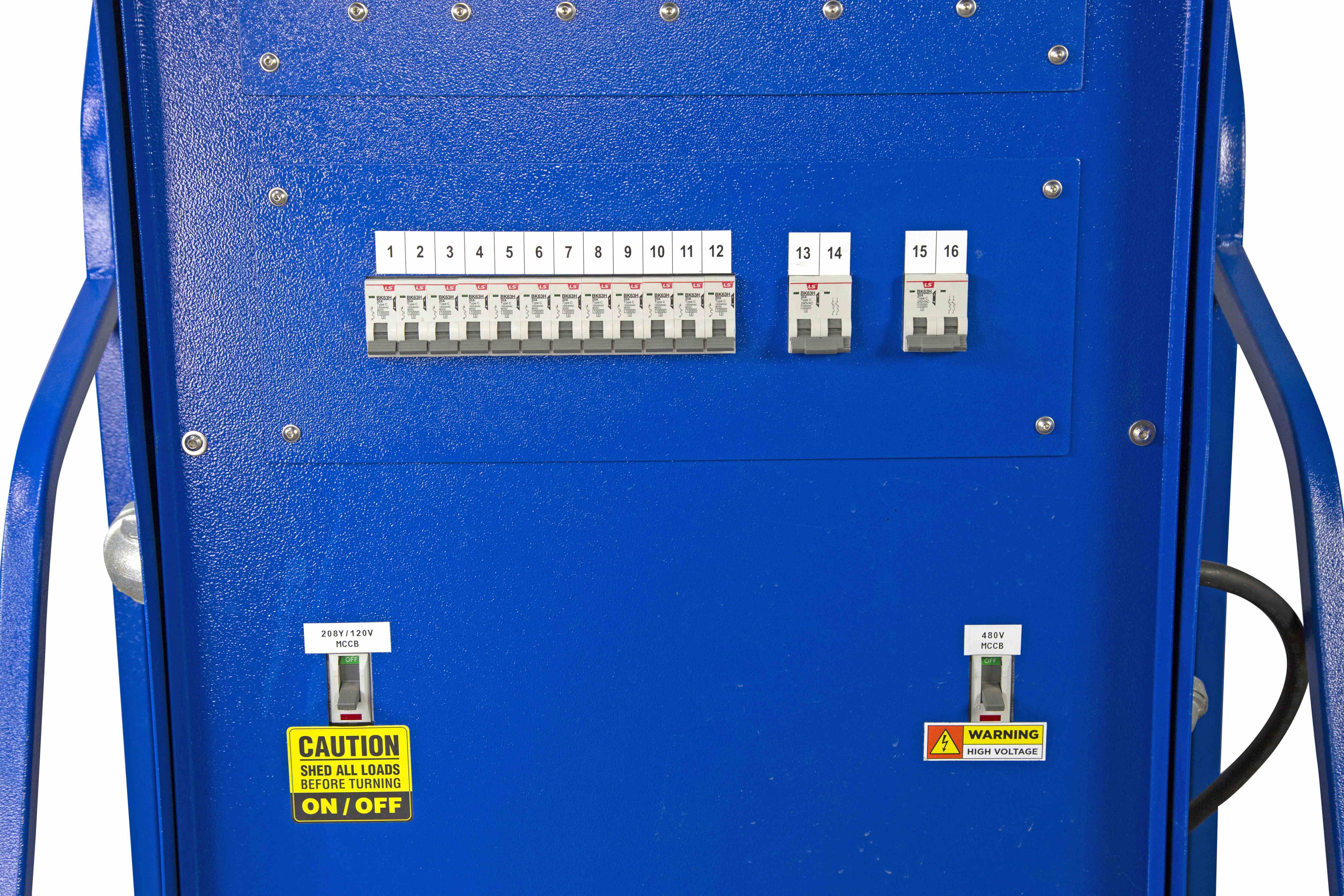 15 KVA Portable Distribution System - 480V-208Y/120 3PH - (2) L6-30R, (8) 5-20R Duplex - 25' Line-In