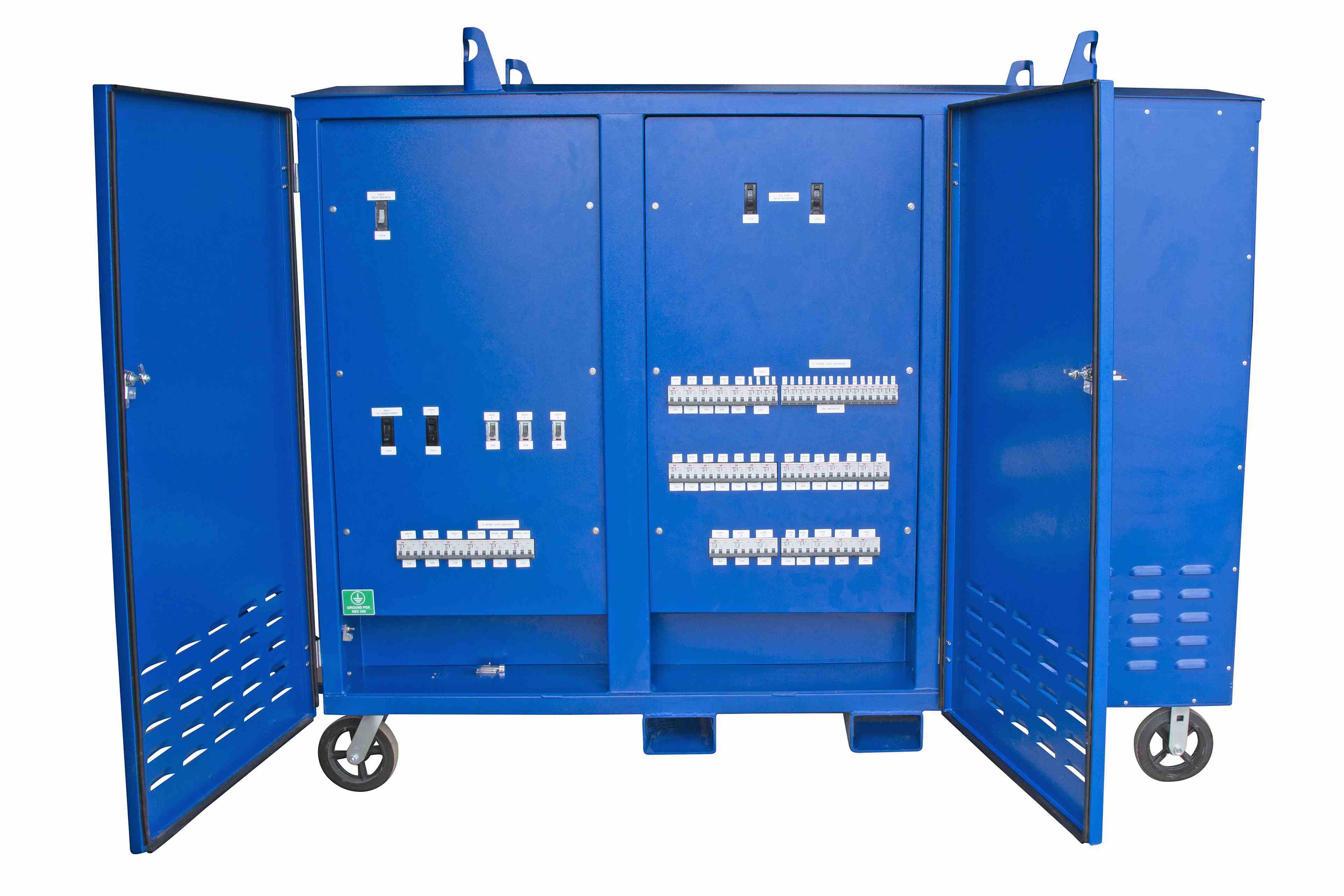 150KVA Power Distribution - 480V to 208Y/120V 3PH - Camlock Inputs - (4) 5100R9W Receptacles