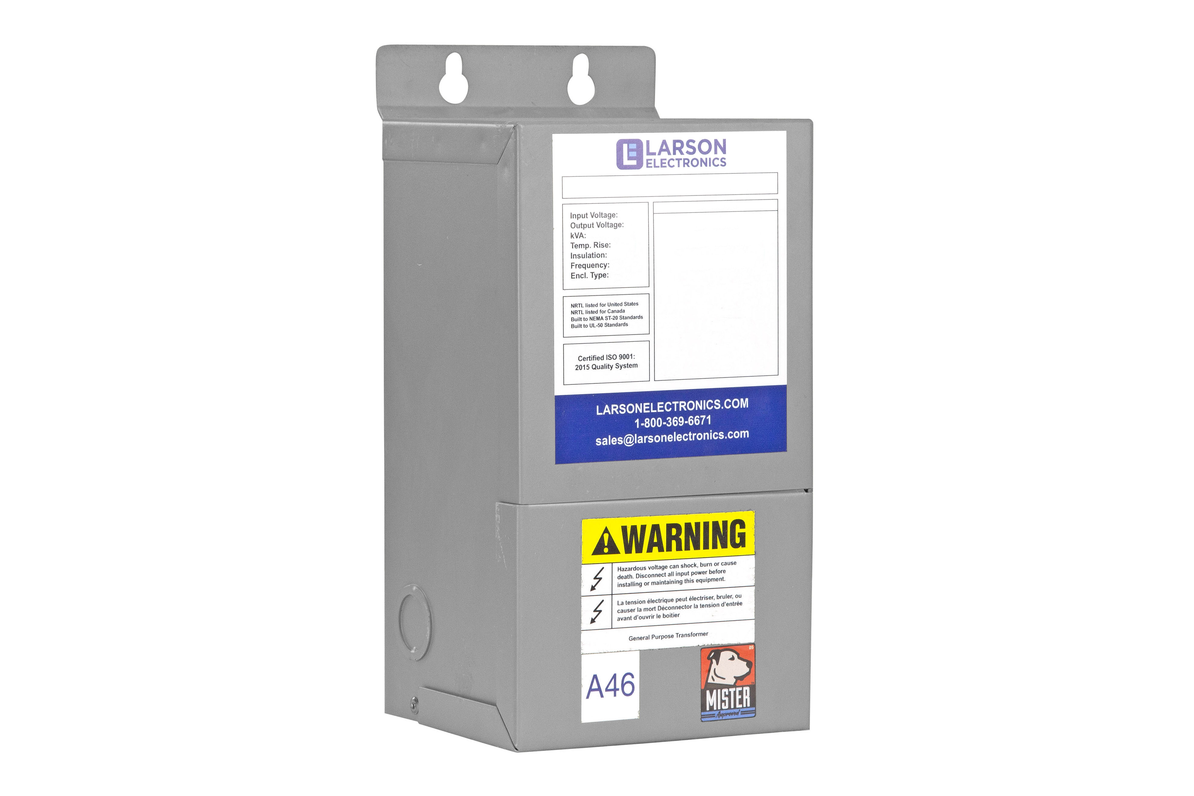 1-Phase Buck/Boost Step-Up Transformer - 71V Primary - 120V Secondary - 20.83 Amps - 50/60Hz