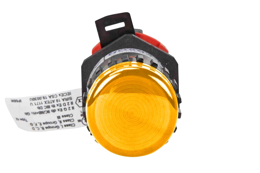 12mA Explosion Proof LED Pilot Light - Class I, II, III - 120V AC/DC, Short Barrel - Amber - TB - N4X