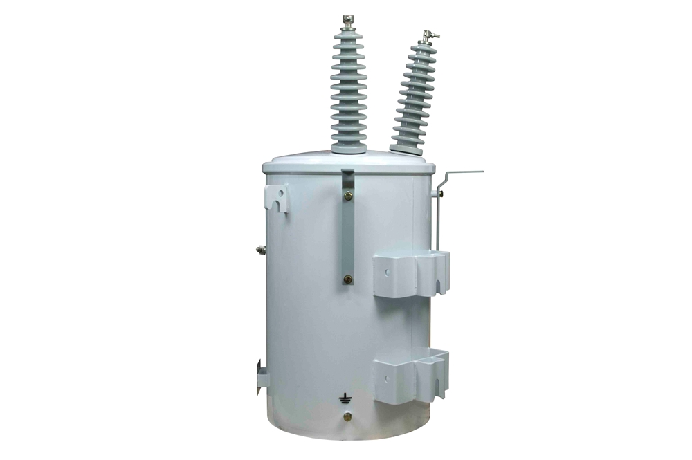 75 KVA Overhead Distribution Transformer, Pole Mount, 24940Y/14400 Grounded Wye Primary, 240/480V Secondary, Mineral Oil/ONAN, Aluminum, Light Grey