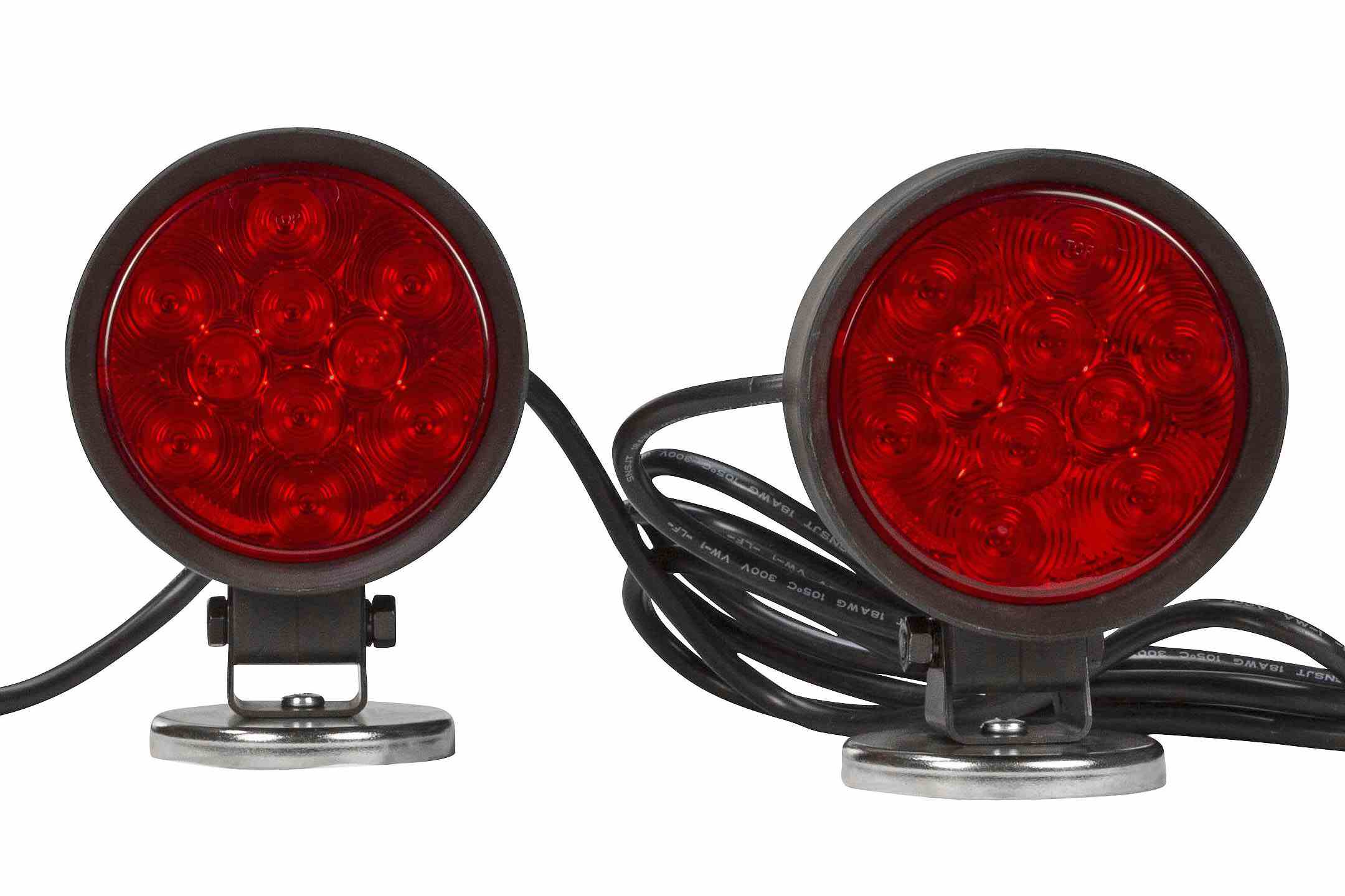 LED Tow Lights With Magnetic Base - 30' Weatherproof Cable - 12VDC - Custom Waterproof Trailer Plug
