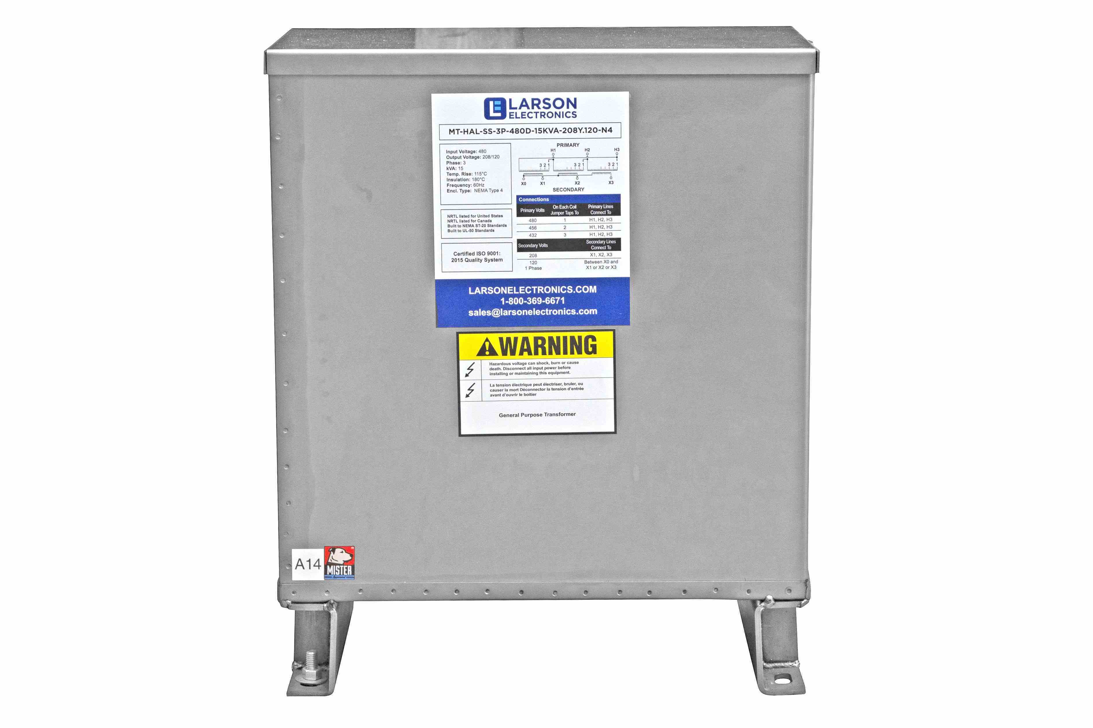 20 KVA Hazardous Location Transformer - 480V Delta Primary - 240V/120 delta Secondary - NEMA 4X