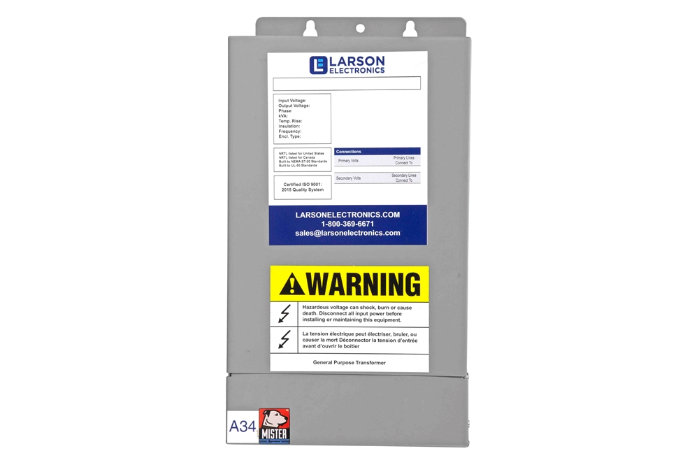 5 kVA Isolation Transformer - 480V 3PH Primary - 208V (L+N) Euro 1PH Secondary - NEMA 3R - Fully Potted/Encapsulated