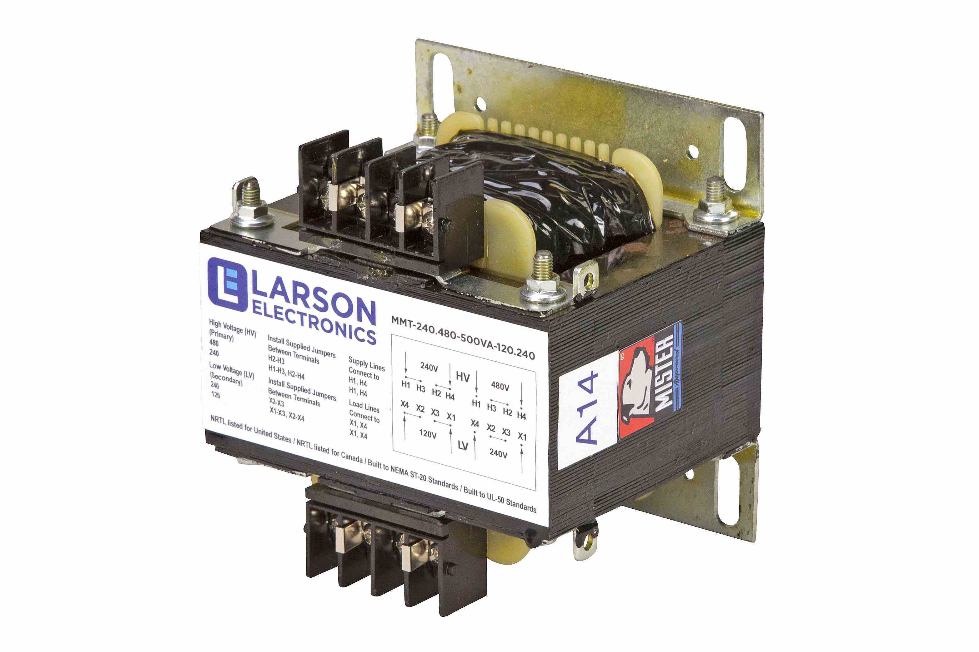 150 VA Control Transformer - 240/480V Input Voltage - 120/240V Output Voltage - Fuse Block On Secondary Side