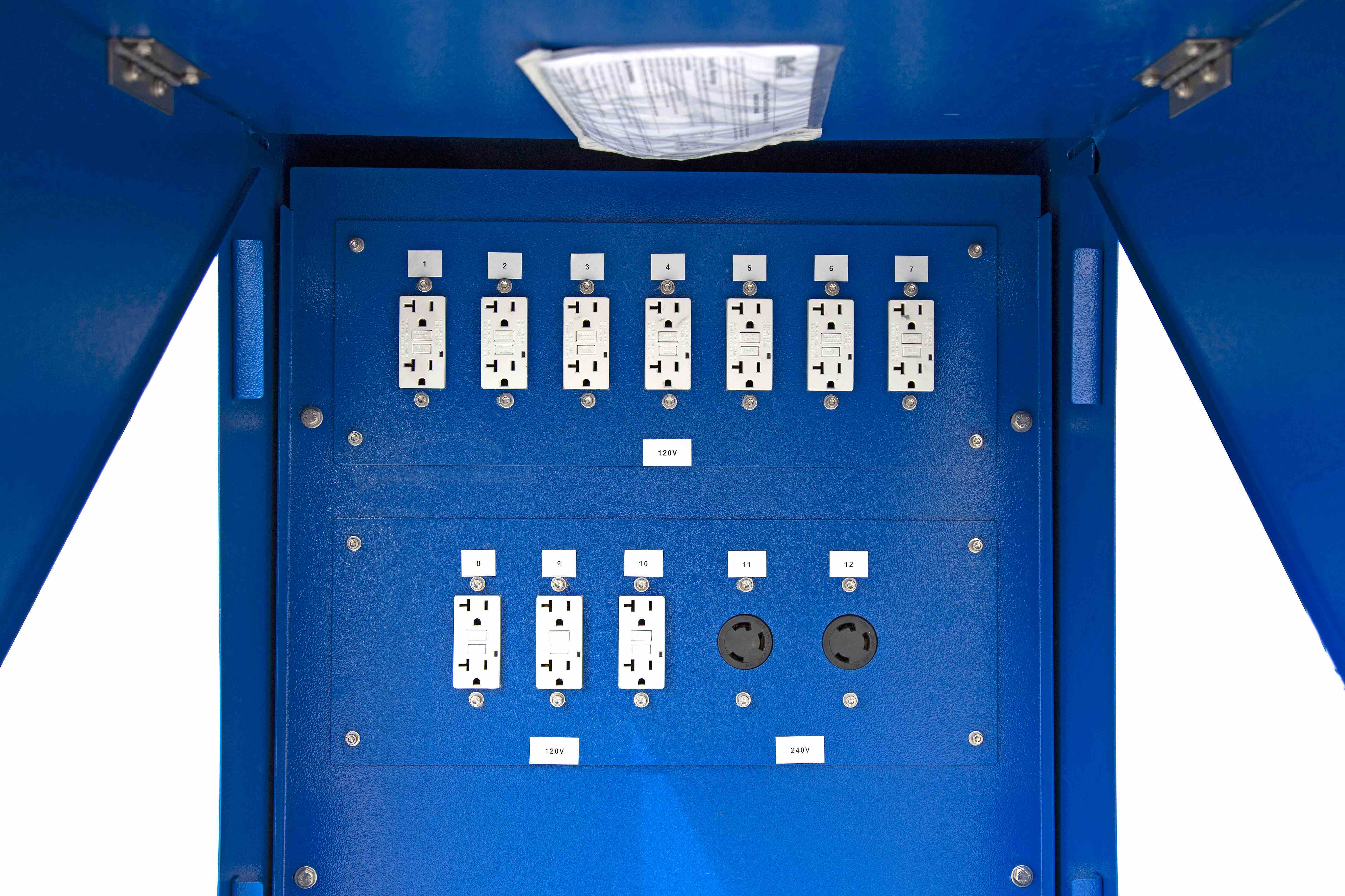 40A Portable Disconnect Panel, 380Y/220 3PH, (1) 532R6W (1) 316R6W, (3) 1P 10A (1) 2P 10A, 10' Line-In Cord